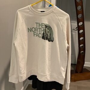 The North Face White Sweatshirt with Green Logo